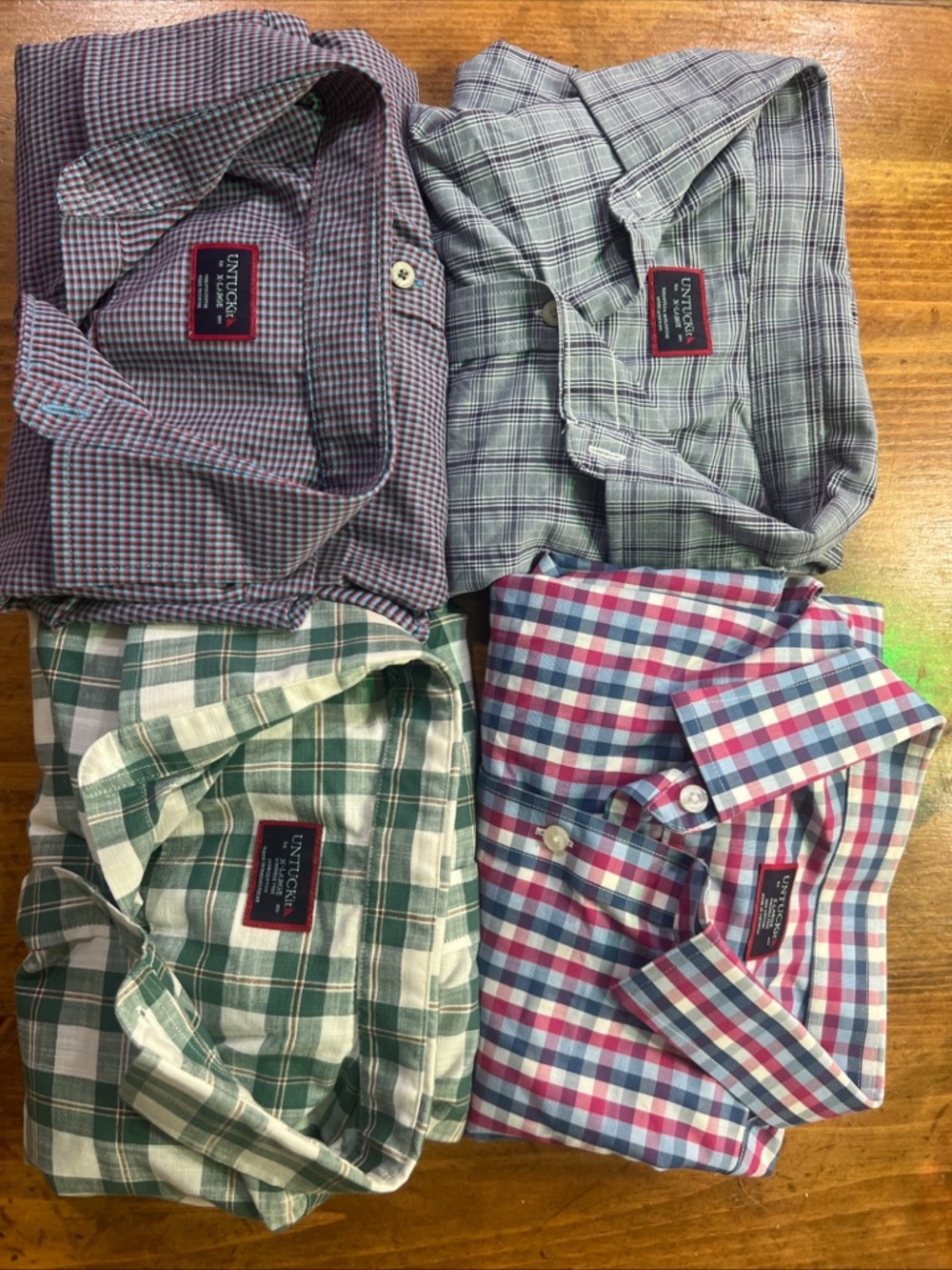 UNTUCKit Men's Plaid Button-Down Shirt Pack — Blue, Green, Gray, Pink Variants